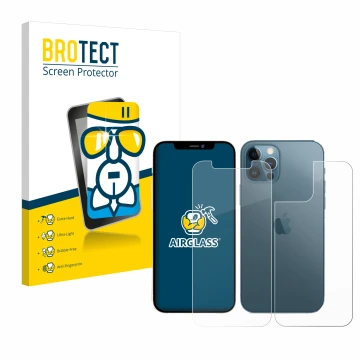 Parte frontale di una confezione del prodotto con il logo del marchio BROTECT. Accanto è raffigurato il dispositivo Apple iPho