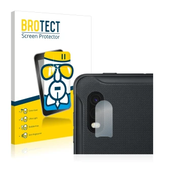 Parte frontale di una confezione del prodotto con il logo del marchio BROTECT. Accanto è raffigurato il dispositivo Samsung Ga