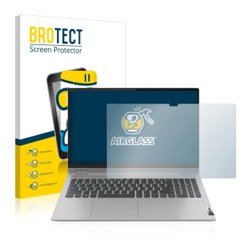 Parte frontale di una confezione del prodotto con il logo del marchio BROTECT. Accanto è raffigurato il dispositivo Lenovo Ide