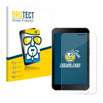 Parte frontale di una confezione del prodotto con il logo del marchio BROTECT. Accanto è raffigurato il dispositivo Samsung Ga