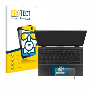 Parte frontale di una confezione del prodotto con il logo del marchio BROTECT. Accanto è raffigurato il dispositivo ASUS ZenBo