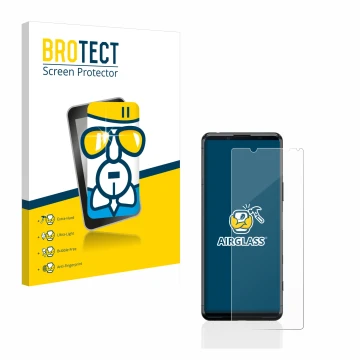 Parte frontale di una confezione del prodotto con il logo del marchio BROTECT. Accanto è raffigurato il dispositivo Sony Xperi