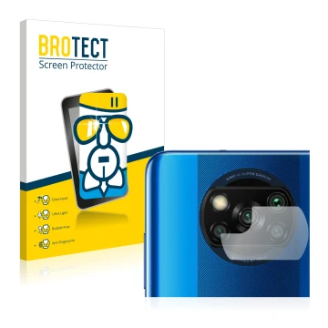 Parte frontale di una confezione del prodotto con il logo del marchio BROTECT. Accanto è raffigurato il dispositivo Xiaomi Poc