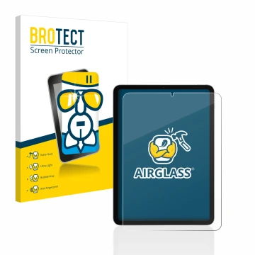 Parte frontale di una confezione del prodotto con il logo del marchio BROTECT. Accanto è raffigurato il dispositivo Apple iPad