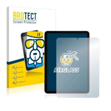 Parte frontale di una confezione del prodotto con il logo del marchio BROTECT. Accanto è raffigurato il dispositivo Apple iPad