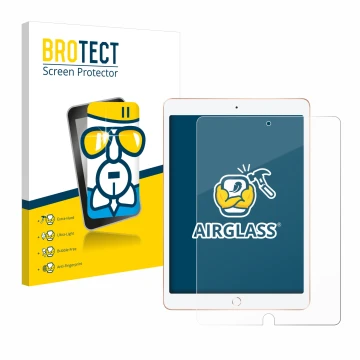 Parte frontale di una confezione del prodotto con il logo del marchio BROTECT. Accanto è raffigurato il dispositivo Apple iPad