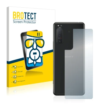 Parte frontale di una confezione del prodotto con il logo del marchio BROTECT. Accanto è raffigurato il dispositivo Sony Xperi