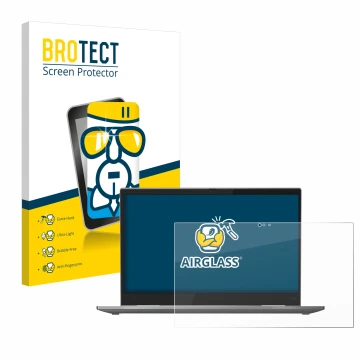 Parte frontale di una confezione del prodotto con il logo del marchio BROTECT. Accanto è raffigurato il dispositivo Lenovo Thi