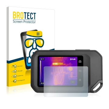 Parte frontale di una confezione del prodotto con il logo del marchio BROTECT. Accanto è raffigurato il dispositivo Flir C5 co