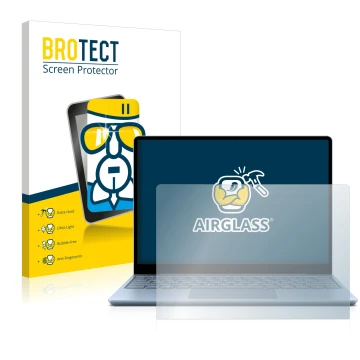 Parte frontale di una confezione del prodotto con il logo del marchio BROTECT. Accanto è raffigurato il dispositivo Microsoft 