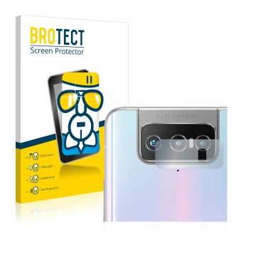 Parte frontale di una confezione del prodotto con il logo del marchio BROTECT. Accanto è raffigurato il dispositivo ASUS Zenfo