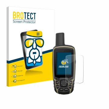 Parte frontale di una confezione del prodotto con il logo del marchio BROTECT. Accanto è raffigurato il dispositivo Garmin GPS