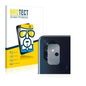 Parte frontale di una confezione del prodotto con il logo del marchio BROTECT. Accanto è raffigurato il dispositivo OnePlus No