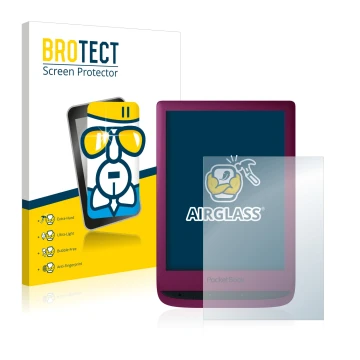 Parte frontale di una confezione del prodotto con il logo del marchio BROTECT. Accanto è raffigurato il dispositivo PocketBook