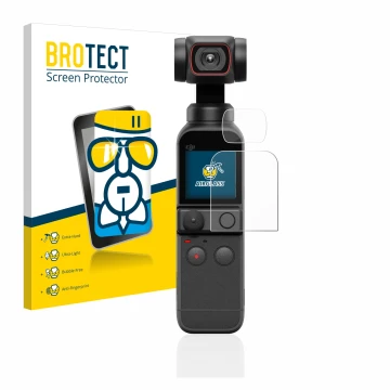 Parte frontale di una confezione del prodotto con il logo del marchio BROTECT. Accanto è raffigurato il dispositivo DJI Osmo P