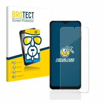 Parte frontale di una confezione del prodotto con il logo del marchio BROTECT. Accanto è raffigurato il dispositivo Samsung Ga