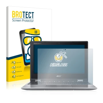 Parte frontale di una confezione del prodotto con il logo del marchio BROTECT. Accanto è raffigurato il dispositivo Acer Chrom