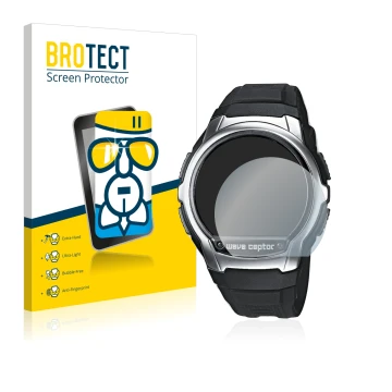 Parte frontale di una confezione del prodotto con il logo del marchio BROTECT. Accanto è raffigurato il dispositivo Casio Wave