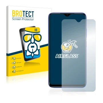 Parte frontale di una confezione del prodotto con il logo del marchio BROTECT. Accanto è raffigurato il dispositivo Xiaomi Red