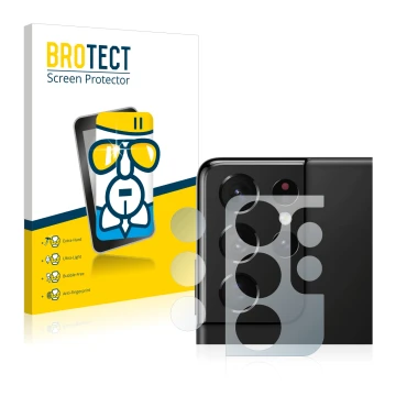 Parte frontale di una confezione del prodotto con il logo del marchio BROTECT. Accanto è raffigurato il dispositivo Samsung Ga