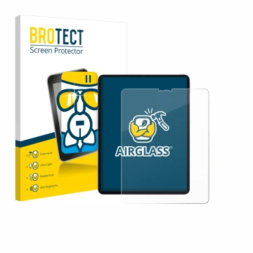 Parte frontale di una confezione del prodotto con il logo del marchio BROTECT. Accanto è raffigurato il dispositivo Apple iPad