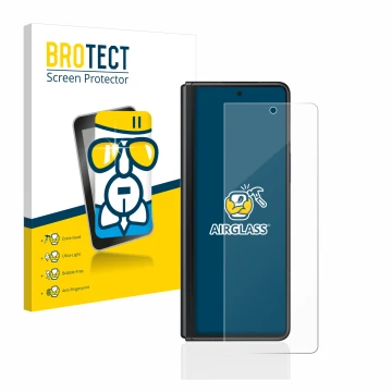 Parte frontale di una confezione del prodotto con il logo del marchio BROTECT. Accanto è raffigurato il dispositivo Samsung Ga
