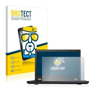 Parte frontale di una confezione del prodotto con il logo del marchio BROTECT. Accanto è raffigurato il dispositivo Lenovo Thi