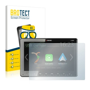 Parte frontale di una confezione del prodotto con il logo del marchio BROTECT. Accanto è raffigurato il dispositivo Zenec Z-N9