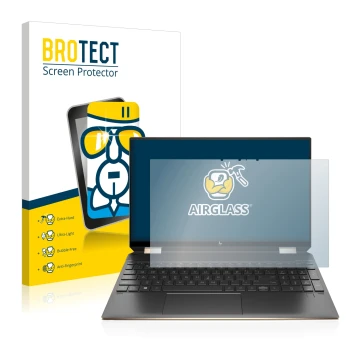 Parte frontale di una confezione del prodotto con il logo del marchio BROTECT. Accanto è raffigurato il dispositivo HP Spectre