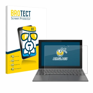 Parte frontale di una confezione del prodotto con il logo del marchio BROTECT. Accanto è raffigurato il dispositivo Lenovo Ide