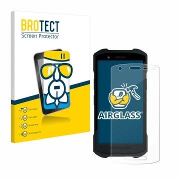 Parte frontale di una confezione del prodotto con il logo del marchio BROTECT. Accanto è raffigurato il dispositivo Zebra TC26