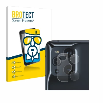 Parte frontale di una confezione del prodotto con il logo del marchio BROTECT. Accanto è raffigurato il dispositivo Oppo Find 