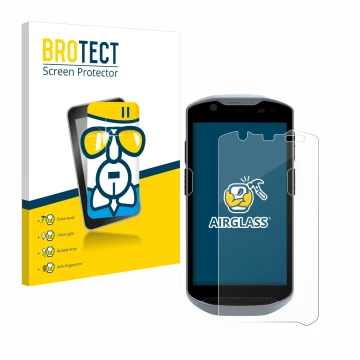 Parte frontale di una confezione del prodotto con il logo del marchio BROTECT. Accanto è raffigurato il dispositivo Zebra TC52