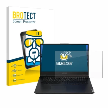 Parte frontale di una confezione del prodotto con il logo del marchio BROTECT. Accanto è raffigurato il dispositivo Lenovo Leg