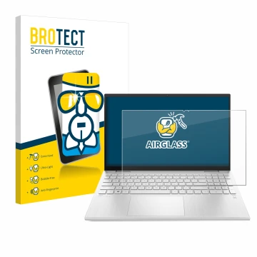 Parte frontale di una confezione del prodotto con il logo del marchio BROTECT. Accanto è raffigurato il dispositivo HP Pavilio