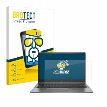 Parte frontale di una confezione del prodotto con il logo del marchio BROTECT. Accanto è raffigurato il dispositivo HP ZBook F
