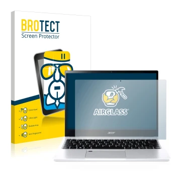 Parte frontale di una confezione del prodotto con il logo del marchio BROTECT. Accanto è raffigurato il dispositivo Acer Spin 