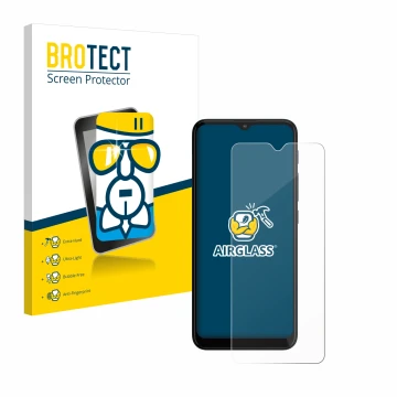 Parte frontale di una confezione del prodotto con il logo del marchio BROTECT. Accanto è raffigurato il dispositivo Motorola M