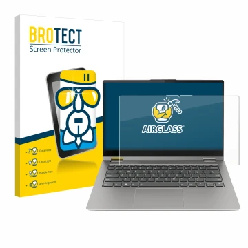 Parte frontale di una confezione del prodotto con il logo del marchio BROTECT. Accanto è raffigurato il dispositivo Lenovo Thi