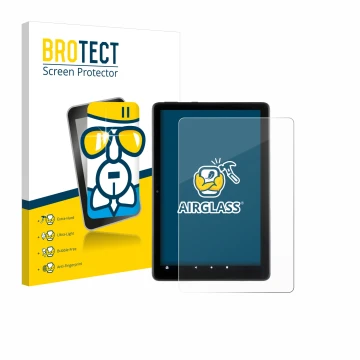 Parte frontale di una confezione del prodotto con il logo del marchio BROTECT. Accanto è raffigurato il dispositivo Amazon Fir