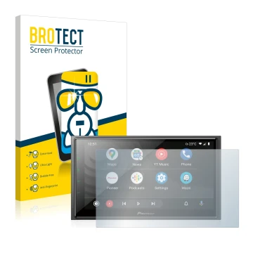 Parte frontale di una confezione del prodotto con il logo del marchio BROTECT. Accanto è raffigurato il dispositivo Pioneer SP