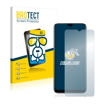 Parte frontale di una confezione del prodotto con il logo del marchio BROTECT. Accanto è raffigurato il dispositivo realme C11