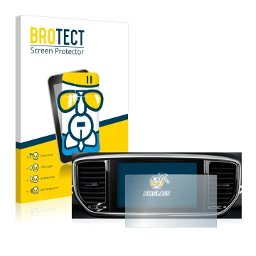 Parte frontale di una confezione del prodotto con il logo del marchio BROTECT. Accanto è raffigurato il dispositivo Kia Sporta