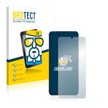 Parte frontale di una confezione del prodotto con il logo del marchio BROTECT. Accanto è raffigurato il dispositivo Vivo V21 5