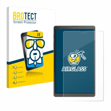 Parte frontale di una confezione del prodotto con il logo del marchio BROTECT. Accanto è raffigurato il dispositivo Samsung Ga