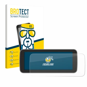 Parte frontale di una confezione del prodotto con il logo del marchio BROTECT. Accanto è raffigurato il dispositivo Fiat 500 E