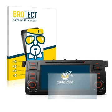Parte frontale di una confezione del prodotto con il logo del marchio BROTECT. Accanto è raffigurato il dispositivo Xtrons PQ7