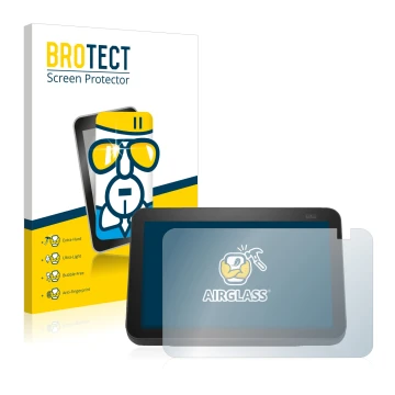 Parte frontale di una confezione del prodotto con il logo del marchio BROTECT. Accanto è raffigurato il dispositivo Amazon Ech