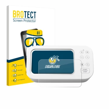 Parte frontale di una confezione del prodotto con il logo del marchio BROTECT. Accanto è raffigurato il dispositivo Omron X7 S