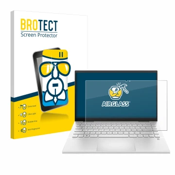 Parte frontale di una confezione del prodotto con il logo del marchio BROTECT. Accanto è raffigurato il dispositivo HP Pavilio